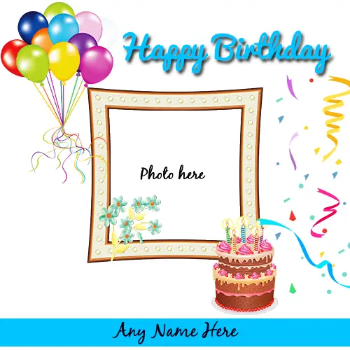 happy birthday cake with name and photo editor online