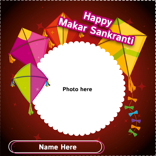 Happy Makar Sankranti Photo Frame Online With Name