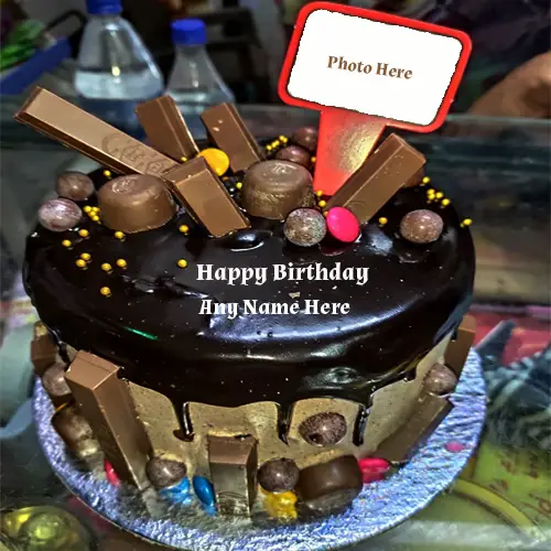 Photo On Chocolate Birthday Cake With Name Editor