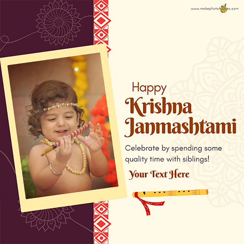 Krishna Janmashtami 2024 Card With Name And Photo Frame Editing