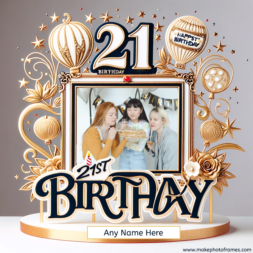 Personalised 21st Birthday Cake Topper With Name And Photo