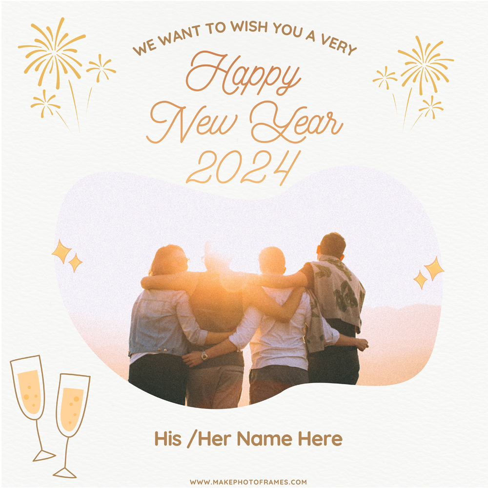 Happy New Year 2024 Wishes Picture Frame With Name