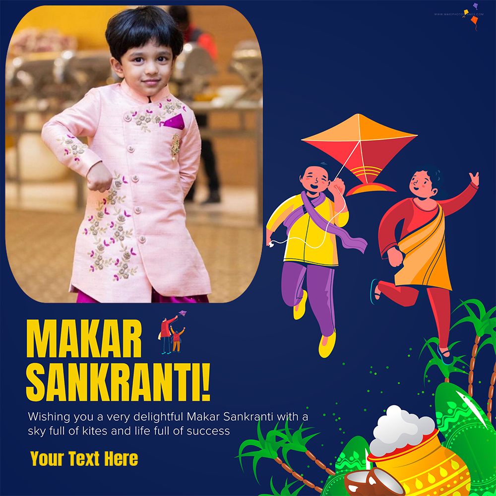 Create Makar Sankranti 2024 Kite Flying Day Photo Frame With Name