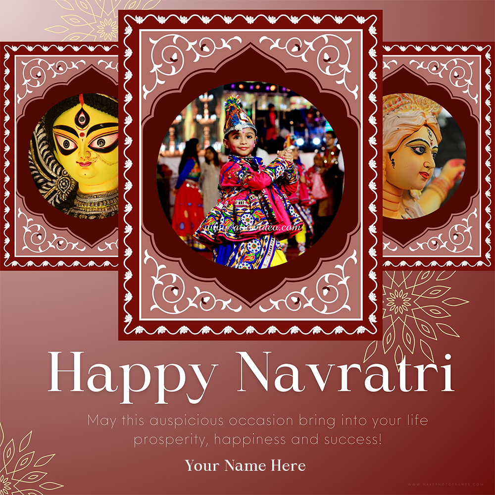 Navratri Festival 2024 Status Photo Frame HD Download With Name