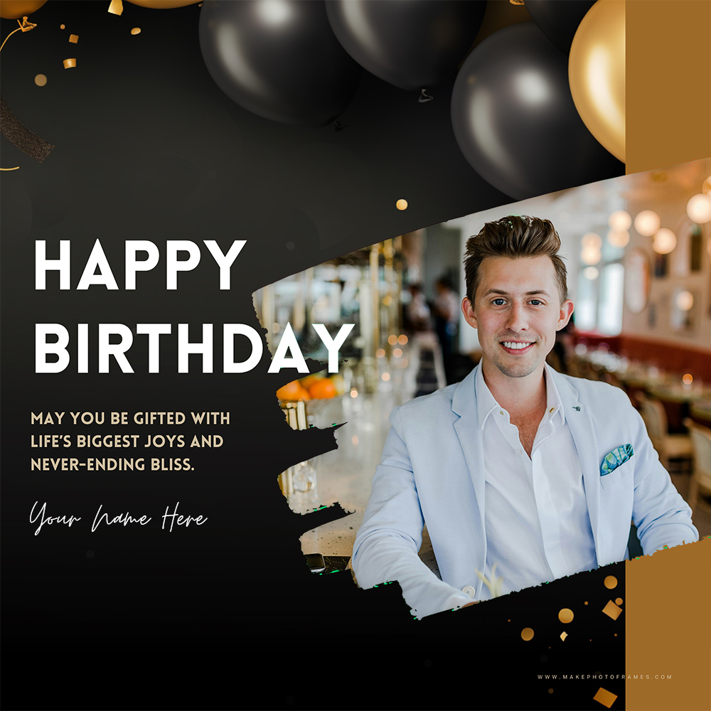 Happy Birthday Card With Custom Name And Photo Edit Online