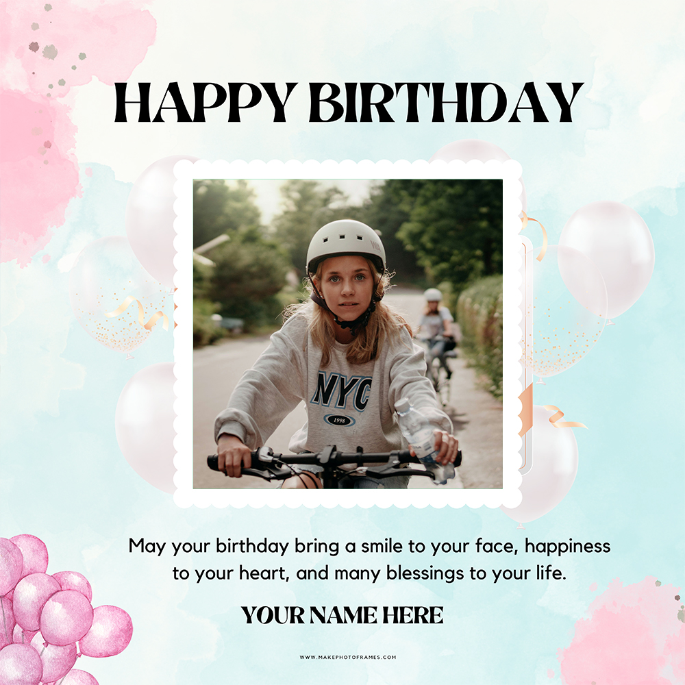 Free Birthday Card Design With Photo And Custom Name