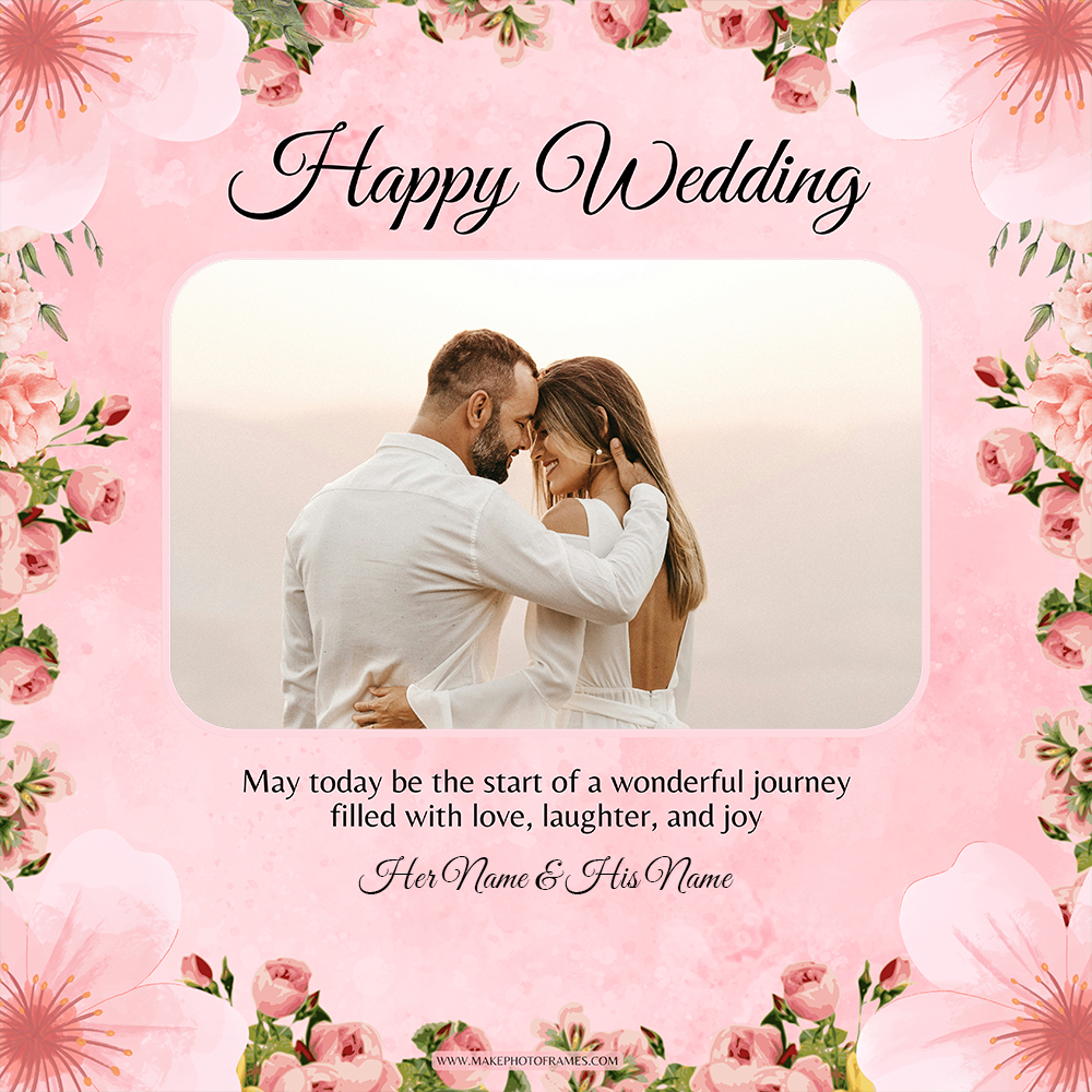 Wedding Anniversary Card With Custom Name And Photo Free Download