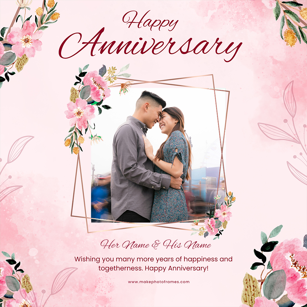 Free Wedding Anniversary Photo Frame Online Editing With Name