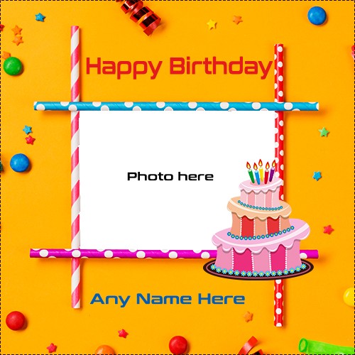 Birthday Cake Photo Frame With Name