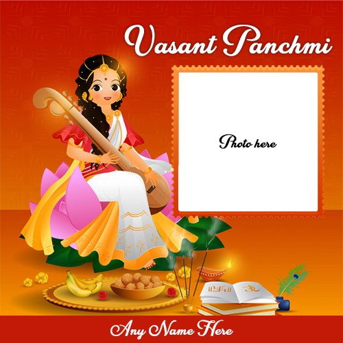Happy Vasant Panchami 2024 Photo Frame Download With Name
