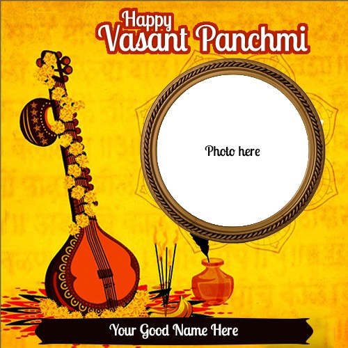 Happy Basant Panchami 2024 Pictures Frame With Name Editor