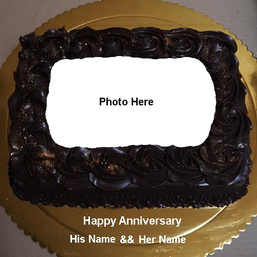 Write Name On Anniversary Cake With Photo Frame