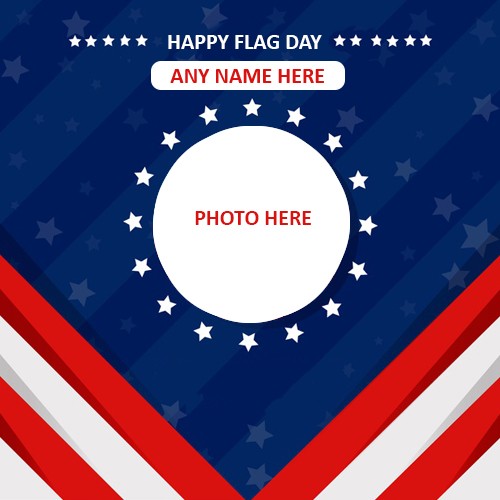 Happy Flag Day 2024 Wishes Photo Frame With Name