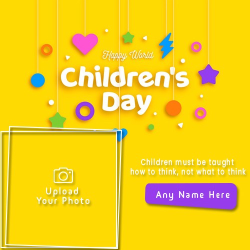 Happy Children Day 2024 Photo Frame With Name