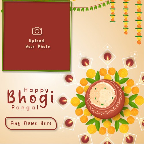 Happy Bhogi Pongal 2024 Wishes Photo Frame With Name
