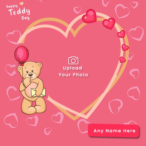 Valentines Day Teddy Bear Picture Heart Frame With Name