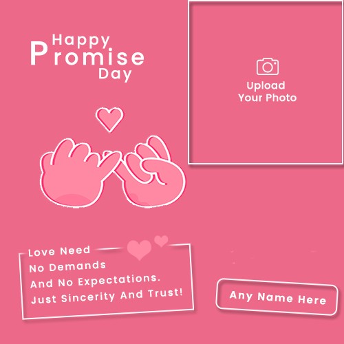 Happy Promise Day Love Photo Frame With Name