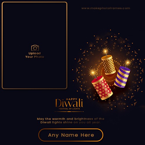 Diwali 2024 Crackers Card Photo Frame With Name