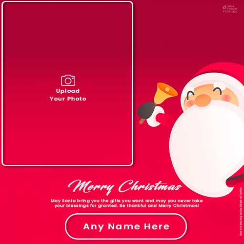 Merry Christmas And Bright Photo Santa Claus Card With Name