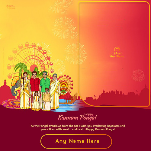 Happy Kaanum Pongal 2024 Card With Name And Photo Editor Online