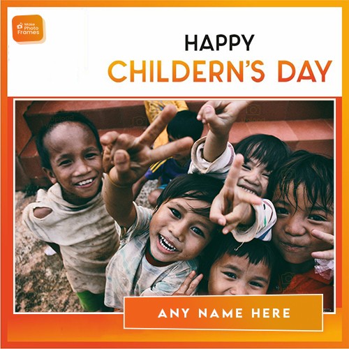 Wish You Happy Childrens Day Frame With Name