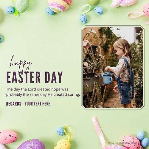 Easter Day 2024 Wishes With Name And Picture Frame Card Download