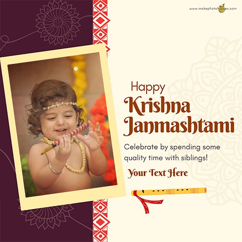 Krishna Janmashtami 2024 Card With Name And Photo Frame Editing