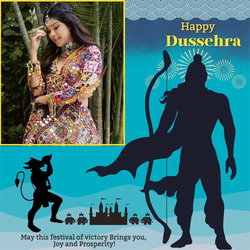 Dussehra And Vijayadashami 2024 Wishes Card With Photo Frame Edit