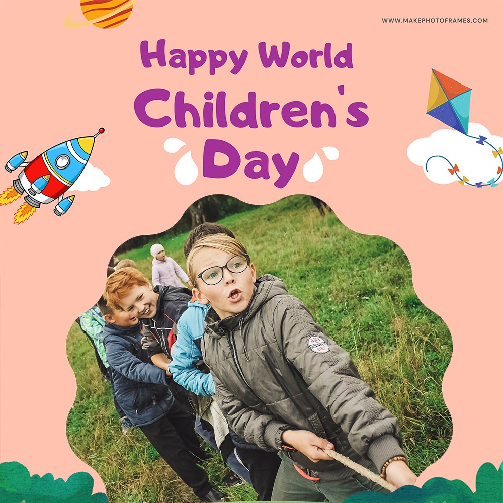 Children's Day Celebration Photo Frame Cartoon Editor Online