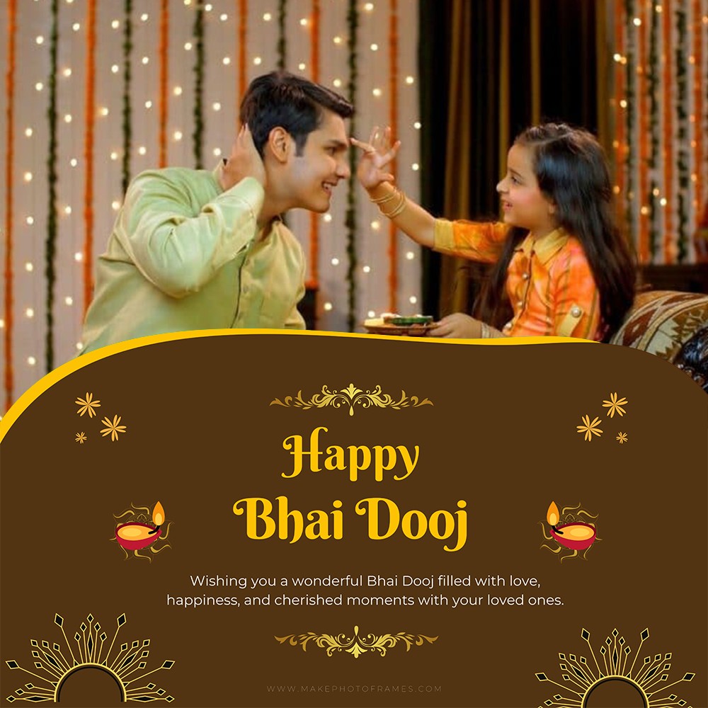 Add Photo To Bhai Dooj 2024 Greetings Card Images Free Download