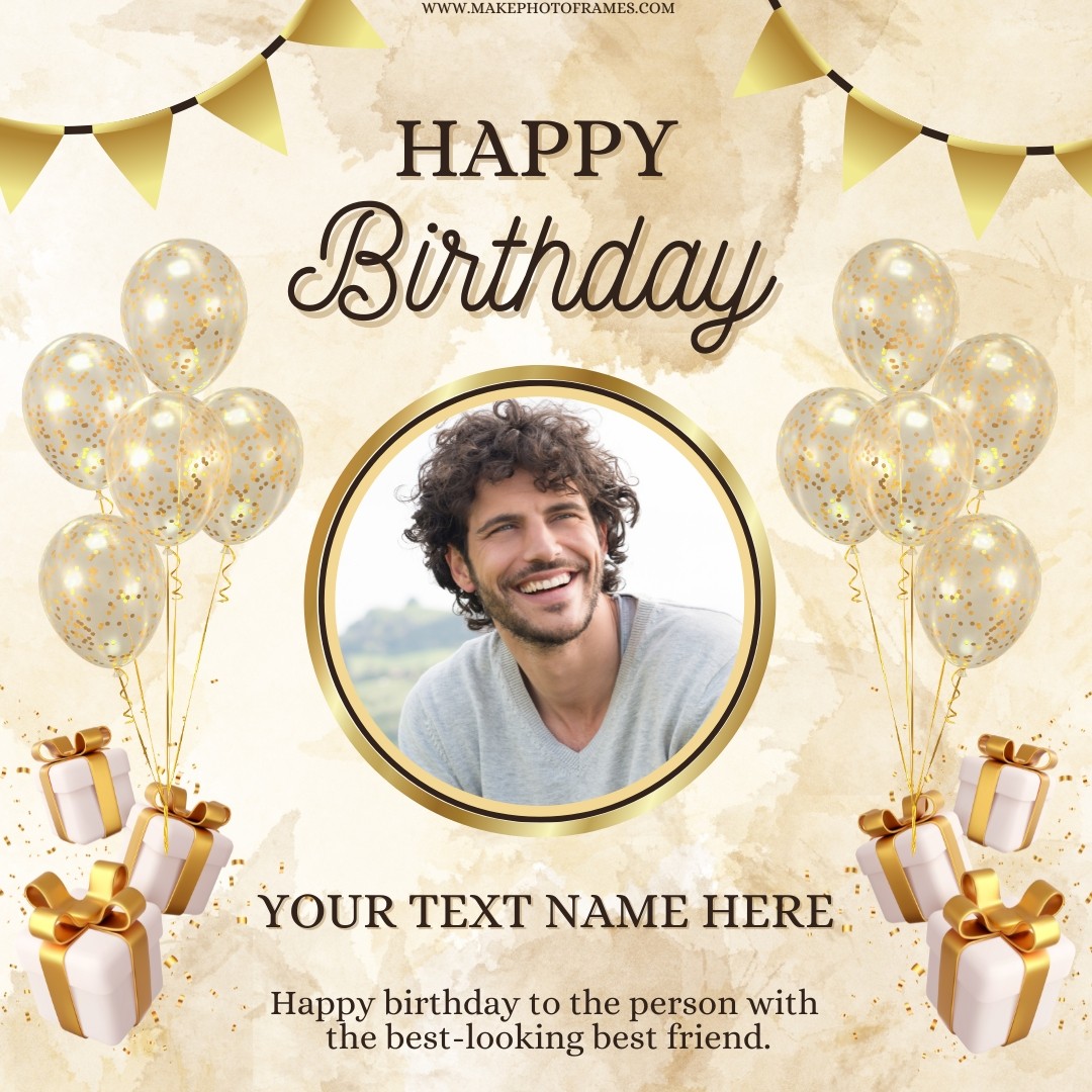 Best Friend Birthday Greeting With Name And Photo Frame