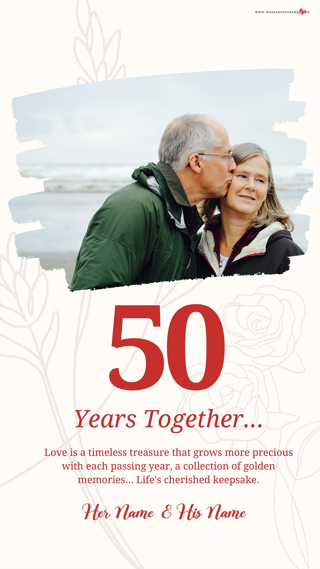 50th Wedding Anniversary Photo Frame With Name Editing